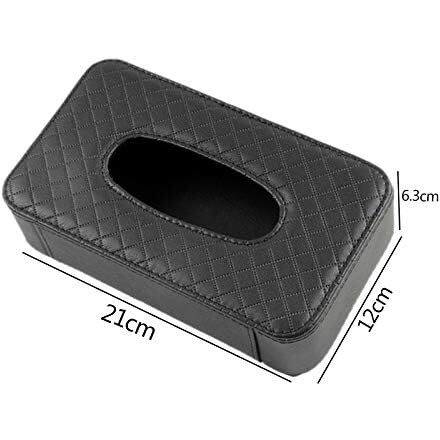 Automaze Pu Leather Car Armrest Headrest Back Seat Tissue Napkin Box Holder, Interior Car Accessories (Black, Headrest/Armrest Type)