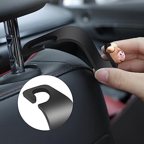 Wolpin Car Backseat Headrest Hook/Hanger Universal Durable Organiser For Handbag, Wallets, Keys, Grocery Bags Cherry And Bow Girl (Pack Of 2), Abs