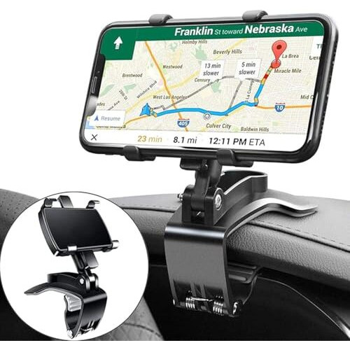 Verox Dashboard Multifunctional Car Mobile Phone Holder | 360 Rotating Rearview Mirror Mount With An Adjustable Spring Clip