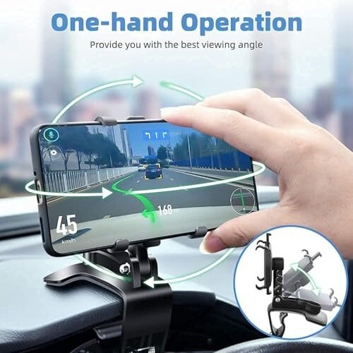 Verox Dashboard Multifunctional Car Mobile Phone Holder | 360 Rotating Rearview Mirror Mount With An Adjustable Spring Clip