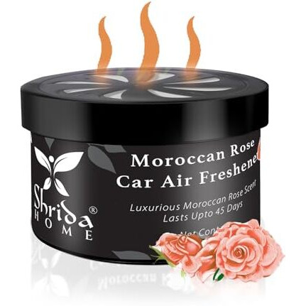 Shrida Naturals Moroccan Rose Car Air Freshener Gel Pack Of 1 (60G) | Long-Lasting Organic Car Perfume | Luxury Car Fragrance For Dashboard & Vents | Natural Odor Remover For Car Interior