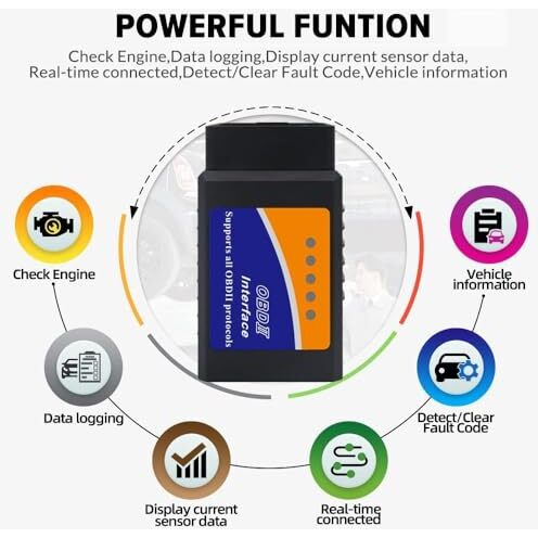 Modaxe Bluetooth Obd Ii Elm327 Scanner Code Reader V2.1 - Vehicle Diagnostic Tool For Obdii Protocols - Compatible With Android & Ios Devices - Smart Vehicle Health Monitor