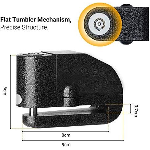 Allextreme Exdal1B Disc Lock Alarm Key Anti-Theft Protection For Motorcycles Bike Scooters 110Db Loud Alerting Sound System Water-Resistant Vibration Sensor Security Alert For Vehicles