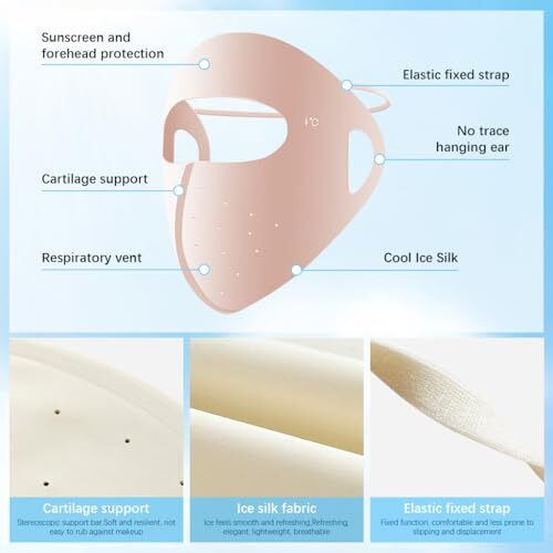 Sannidhi 3Pcs Full Face Mask For Sun Protection, 3D Face Cover For Women, Upf 50+ Summer Face Mask For Women, Breathable Ice Silk Cooling Sun Uv Face Mask For Biking, Driving (Reusable)