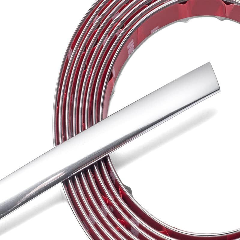 Detachi Side Window Chrome Beading Roll Custom Plated Decoration Trim Strip Line Car Door Fender Interior Diy Moulding Trimming Universal For Car (10Mm, 5M, Silver)