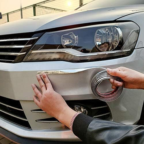 Detachi Side Window Chrome Beading Roll Custom Plated Decoration Trim Strip Line Car Door Fender Interior Diy Moulding Trimming Universal For Car (10Mm, 5M, Silver)