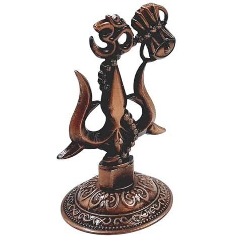 Artiskriti Shivji Trishul Damru And Aum Idol For Mandir, Shiva Idol Car Dashboard Decoration Items Statue Metal Showpiece For Pooja Room Home Decor