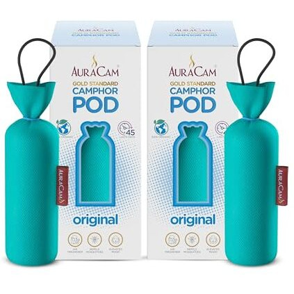 Auracam Gold Standard Camphor Pod Cone (Original) - Set Of 2 - Pod Air Freshener For Room, Car, Bathroom, Office & Toilet | Long-Lasting Cone For Home