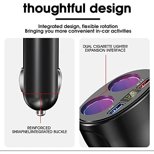 Sthira Car Charger, 120W Car Cigarette Lighter Splitter With Qc3.0 & 3.1A Usb Ports 12V/24V Car Charger Car Lighter Adapter With Led Voltage Display Car Charger Fast Charging For Gps Dash Cam Phone