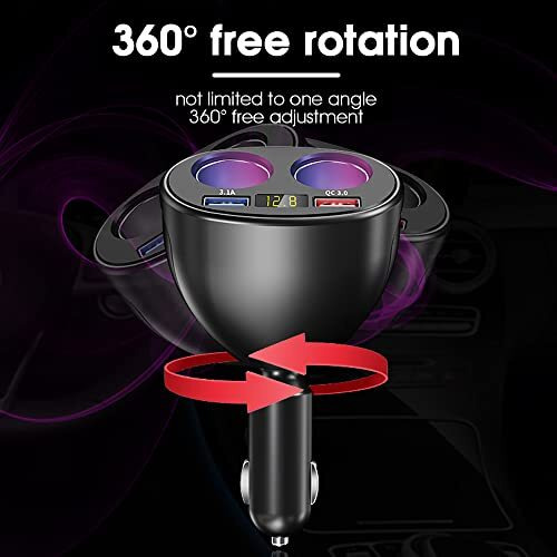 Sthira Car Charger, 120W Car Cigarette Lighter Splitter With Qc3.0 & 3.1A Usb Ports 12V/24V Car Charger Car Lighter Adapter With Led Voltage Display Car Charger Fast Charging For Gps Dash Cam Phone