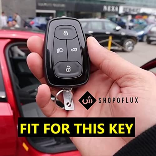 Shopoflux Metal Key Cover Compatible With Tata Nexon | Harrier | Safari | Altroz | Tigor | Ev | Punch | Tiago Ev Electric 4 Button Smart Key Only (Black)