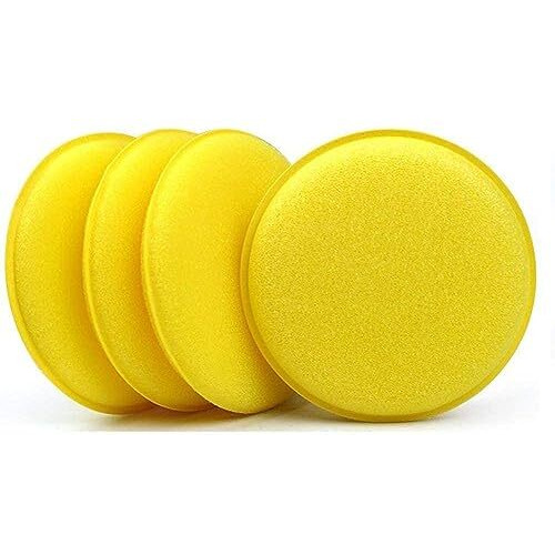 Detachi Car Polish Sponge Multipurpose Car Foam Wax Applicator Polish Pad Soft Car Clean Wax Sponge Used For Detailing Polish For Bike And Car Dashboard Round Pads - Pack Of (4)