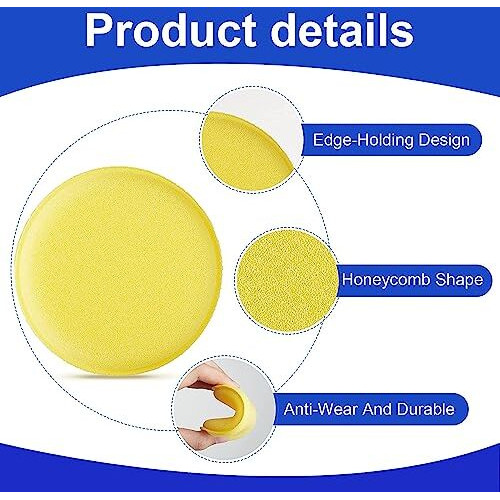 Detachi Car Polish Sponge Multipurpose Car Foam Wax Applicator Polish Pad Soft Car Clean Wax Sponge Used For Detailing Polish For Bike And Car Dashboard Round Pads - Pack Of (4)
