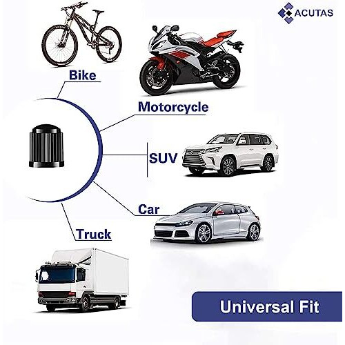 Acutas 20 Pcs Car Wheel Universal Tire Stem Covers For Cars, Suvs, Bike And Bicycle, Trucks, Motorcycles Heavy-Duty Valve Cap (Black, 20)