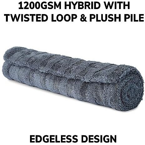 Shinexpro Microfiber Cloth - Buttersoft Hybrid 1200 Gsm Large (60X40 Cm) Car Cleaning Cloth - Plush Pile & Twisted Loop - Lint Free Microfiber Cloth For Car Drying And Detailing, Grey