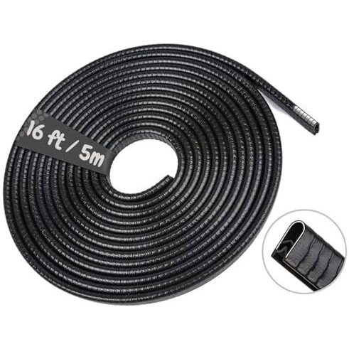 Landvk Heavy Duty Car Door Edge Protector Guard U Shape, Anti-Scratch, Anti-Collison, Rubber, Black, 5M, Pack Of 1