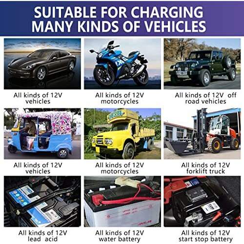 Rehtrad Fully Automatic Car Battery Charger 7A 12VBike Battery Charger,Suitable For Most Battery Types, Including Calcium, Gel, Agm, Wet Lead-Acid Batteries