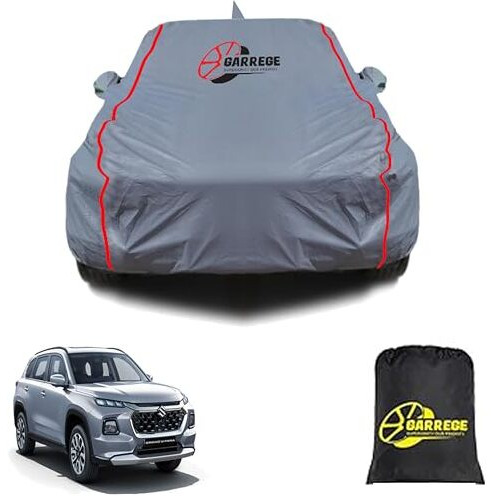 Garrege Maruti Grand Vitara Car Cover Waterproof All Weather,Outdoor Full Cover Rain Sun Uv Protection With Inner Side Ultra Soft Cotton 6 Layers With Blue Piping&Mirror With Anteena Packet For Car