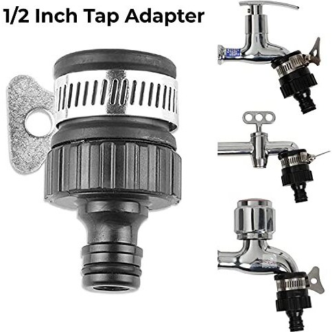 Hokipo Plastic 1/2" Tap Adapter Hose Pipe Fitting For Kitchen Gardening Car Washing Cleaning, Pack Of 2 (Ar1691*2), 6 X 5 Cm