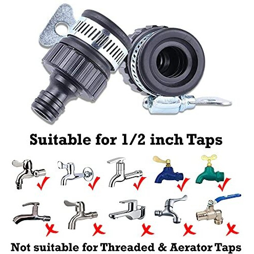 Hokipo Plastic 1/2" Tap Adapter Hose Pipe Fitting For Kitchen Gardening Car Washing Cleaning, Pack Of 2 (Ar1691*2), 6 X 5 Cm
