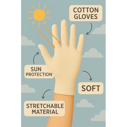Weavers Villa Cotton Summer Gloves For Women & Men | Anti-Slip Uv Protection Unisex Hand Gloves | Outdoor Sun, Dust, Pollution Shield | Elastic Fit | Pack Of 1 Pair (Beige, Short Hand Gloves)