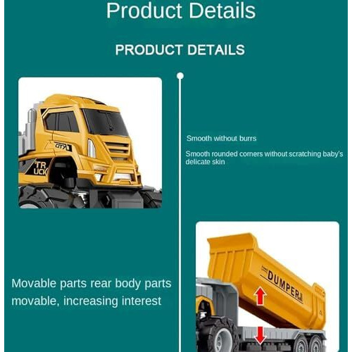 Deoxy 143 4Wd Diecast Alloy Dumper Transport Truck Toys With Friction Powered Miniature Car Vehicle Toy Gifts For 3+ To 8 Year Boys And Girls(2 Color Truck - Sent Any One Color - Pack Of 1)
