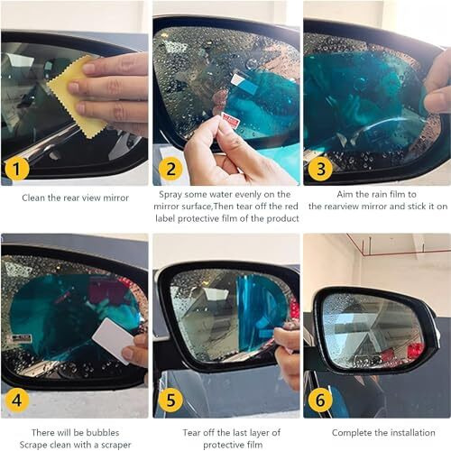 Detachi Anti Fog Film & Sun Shade Combo For Car Windows - Universal Fit, Waterproof, Anti Glare, Scratch Resistant, Rainproof Protection For Safe Driving - 2Pc Oval, 2Pc Square, 4Pc Sun Shade