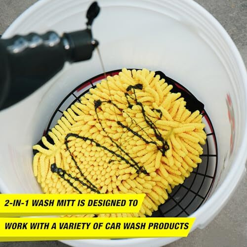 Wavex Microfiber 2-In-1 Car Wash Mitt - Dual-Sided For Car Wash & Car Wax - Gentle & Effective Cleaning - Reusable & Machine Washable - Car Wash Gloves