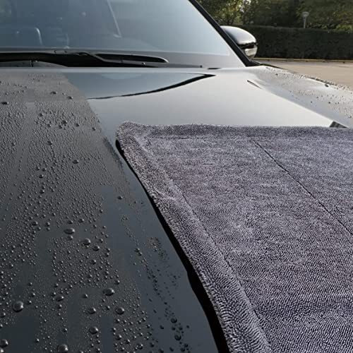 Auto Hub Microfiber Cloth For Car, Dual Sided Car Cleaning Cloth, Twisted Loop - Edgeless - Thick Plush Microfiber Cloth, Lint-Free For Quick Drying, 1200 Gsm (60Cm X 40Cm) 1Pc, Color Grey-Blue