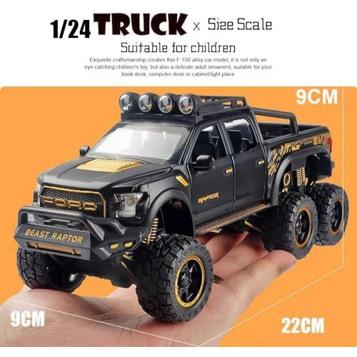 Umadiya Big Size Ford Raptor F150 Model Car 128 Scale Exclusive Alloy Metal Pull Back Die-Cast Toy With Openable Doors & Light Music - Birthday Giftcolors As Per Stock