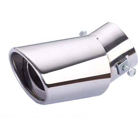 Automaze Universal Fit Car Exhaust Tail Muffler Tip Show Pipe 60Mm, Curved Oval, Stainless Steel