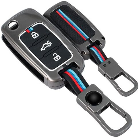 Coll Of Fest Metal Silicon Key Cover Compatible With Polo Vento Jetta Ameo Passat And Skoda Rapid Laura Superb Octavia Fabia Yeti 3 Button Flip Key Feature Visible In Low-Light Condition, Multicolor
