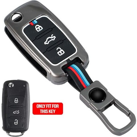 Coll Of Fest Metal Silicon Key Cover Compatible With Polo Vento Jetta Ameo Passat And Skoda Rapid Laura Superb Octavia Fabia Yeti 3 Button Flip Key Feature Visible In Low-Light Condition, Multicolor