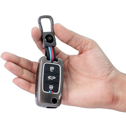 Coll Of Fest Metal Silicon Key Cover Compatible With Polo Vento Jetta Ameo Passat And Skoda Rapid Laura Superb Octavia Fabia Yeti 3 Button Flip Key Feature Visible In Low-Light Condition, Multicolor