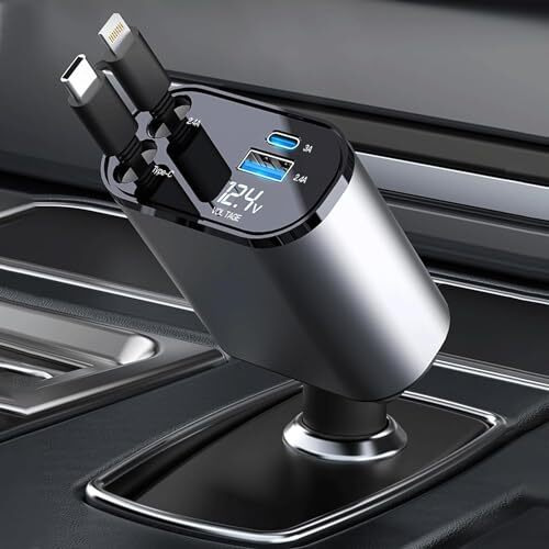 Desidiya 4-In-1 Retractable Car Charger - 66W Super Fast Charging, 31.5 Inch Retractable Cables, Dual Usb Ports, Compatible With Iphone, Ipad, Pixel, Android Phones & Tablets