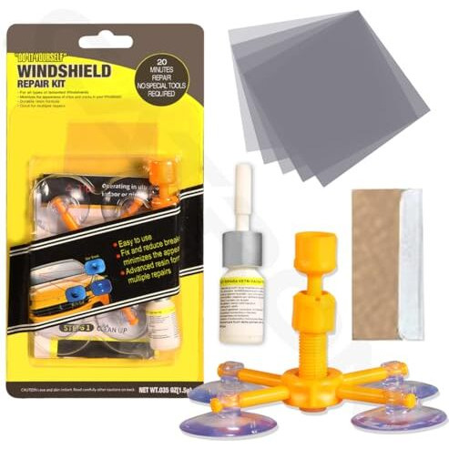 Catron Windscreen Repair Kit, Car Windscreen Crack Repair Kit With Durable Resin, Fix Auto Windscreen Glass Cracks, Chip, Bulls Eye, Star Break, Half Moon