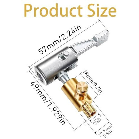 Universal Air Pump Nozzle For Inflator, Fapiwen Lock On Air Chuck Tire Inflator With Air Release Valve, Car Air Pump Thread Nozzle Adapter, Portable No Leakage Replacement Hose Adapter