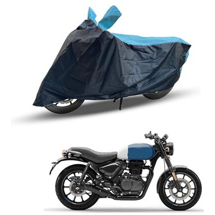 Ridershine Two Wheeler Bike Cover Accessories - Dustproof - Uv Protection - Premium Bike Cover - For Hunter 350 Motor Bikes (Black Aqua)