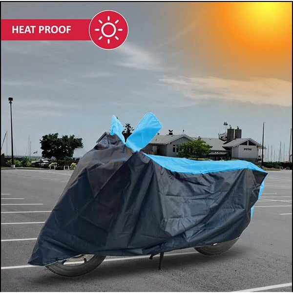 Ridershine Two Wheeler Bike Cover Accessories - Dustproof - Uv Protection - Premium Bike Cover - For Hunter 350 Motor Bikes (Black Aqua)