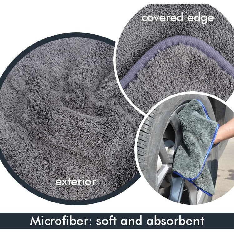 Detachi Microfiber Cloth For Car Cleaning, Ultrasoft, Thick And Quick Drying, 40X40Cms 900Gsm Polishing Waxing Auto Detailing Towel, Multicolor (Pack Of 1)
