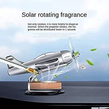Eltron Turbo Aeroplane Glider Design Working On Solar Power Car Interior Accessories Decoration Diffuser/Dispenser Rotating Fan Dashboard Aroma Organic Fragrance Car Perfume (Pack Of 1, Silver), Wipe