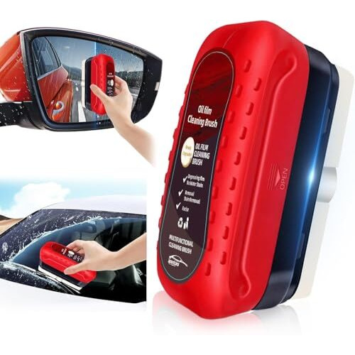 Bellox Automotive Car Glass Oil Film Cleaning Brush | All-In-One Glass Film Remover | Car Oil Film Cleaning Brush For Windshield Cleaner, Rain & Fog Resistant Universal Windshield Film Remover Kit