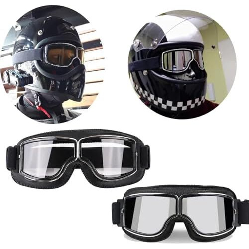 Sarte Motorcycle Riding Goggles Vintage Glasses Anti-Scratch Eyewear Harley Bike Goggles Retro Motorcross Helmet Goggle For Men Women Adult (Pack Of 1) (Black)