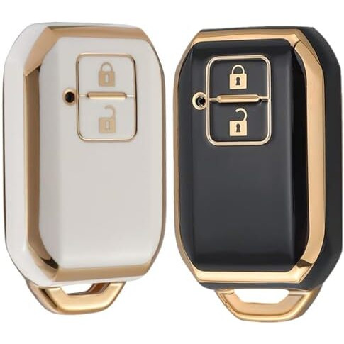 Shopoflux Tpu Key Cover Compatible With Baleno, Grand Vitara, Xl6, Swift, Brezza, Celerio, Ignis, Ertiga, Dzire, Fronx, Urban Cruiser, Rumion, Glanza, Hyryder (Black + White Pack 2)