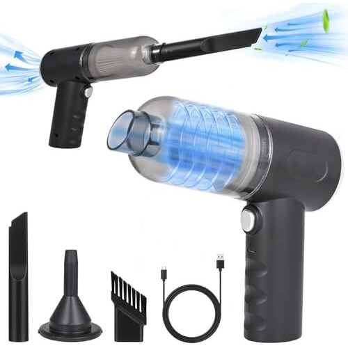 Krabers 3In1 Portable Car Vacuum Cleaner With Blower | Usb Rechargeable Wireless Handheld Car Vacuum Cleaner Traveling, Camping Reusable,Rechargeable (Vacuum With Blower)(One Years Full Warranty)