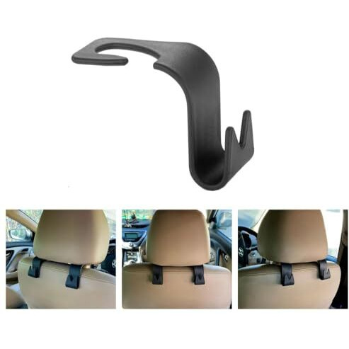 Inovera Car Seat Headrest Hook 4 Pack Hanger Storage Organizer Universal For Handbag Purse Coat Fit Universal Vehicle Car S Type Black
