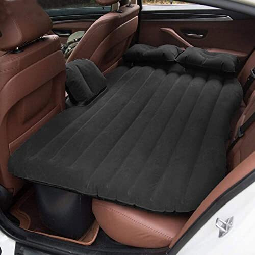 Allextreme Inflatable Car Air Bed Mattress With Pump 2 Air Pillows & Repair Kit Multifunctional Universal Fit Car Back Seat Accessories For Baby Kids Picnic Travel Outdoor Camping Pool Beach (Random)