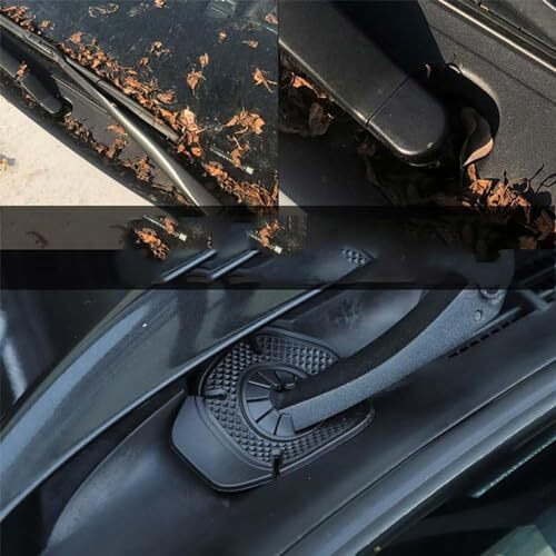 Shopvilla 2Pcs Car Wiper Hole Protective Cover, Car Wiper Cover Protector Sleeve, Silicone Wiper Arm Bottom Protection Pads, Wiper Dust Jacket Anti-Leaf Universal For Most Vehicles - Black (1 Pair)