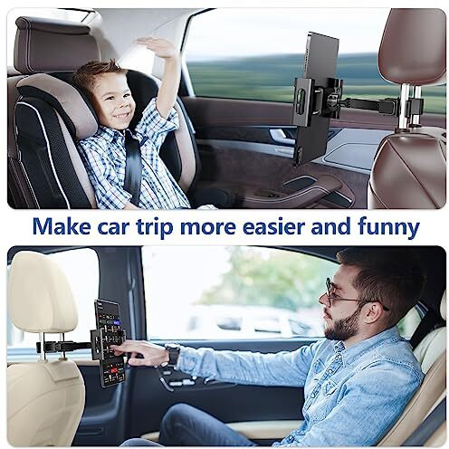 Uniwit Car Backseat Headrest Mount/Holder-Car Trip Essentials For Kids,360Rotation,Compatible For Tablet/Ipad,Samsung Tab,Cellphones And Other 4.7"-12.9" Devices.