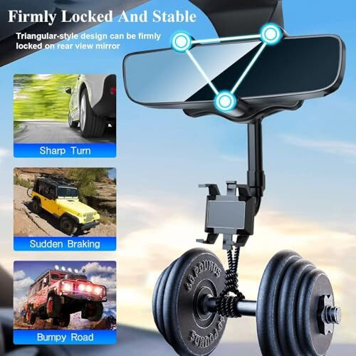 Birdline Mobile Holder For Car 360 Rotation, Multifunctional Drive Easy Rearview In Rotatable Stand Mount, Adjustable Hanging Anti Shake Rearview Mirror Phone Holder For All Mobile Phones.
